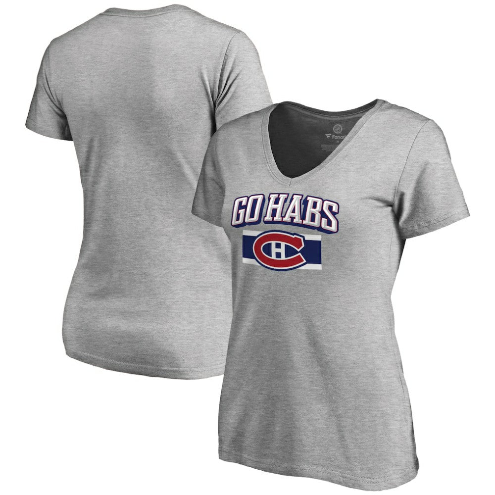 Montreal Canadiens Women's Hometown Collection Go Habs V-Neck T-Shirt - ash - NHL 2606938