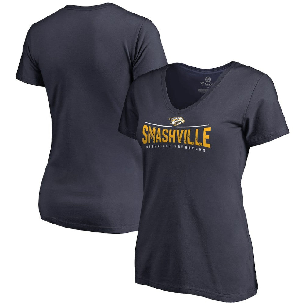 Nashville Predators Women's Hometown Collection Smashville V-Neck T-Shirt - Navy - NHL 2606940