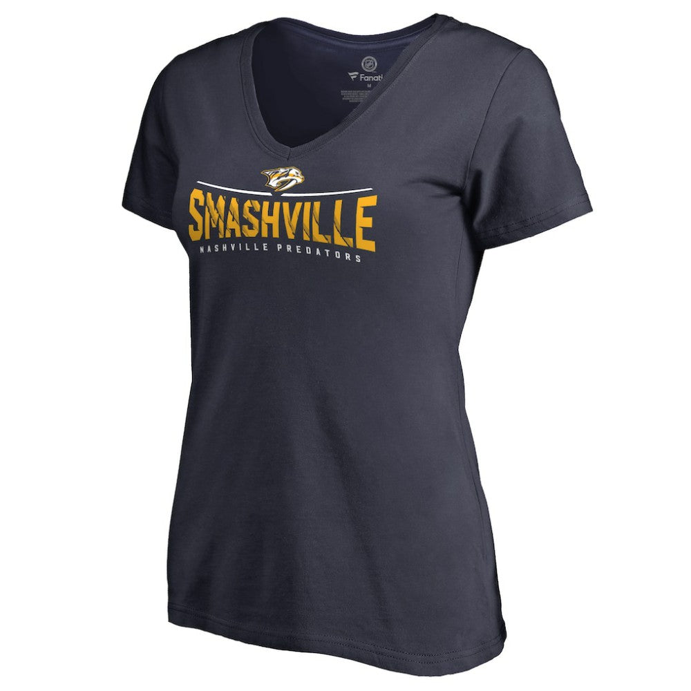 Nashville Predators Women's Hometown Collection Smashville V-Neck T-Shirt - Navy - NHL 2606940