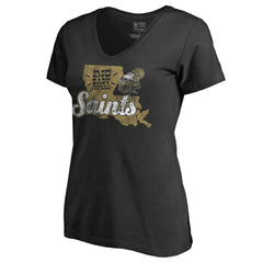 New Orleans Saints Women's Hometown Collection Saints State T-Shirt Black