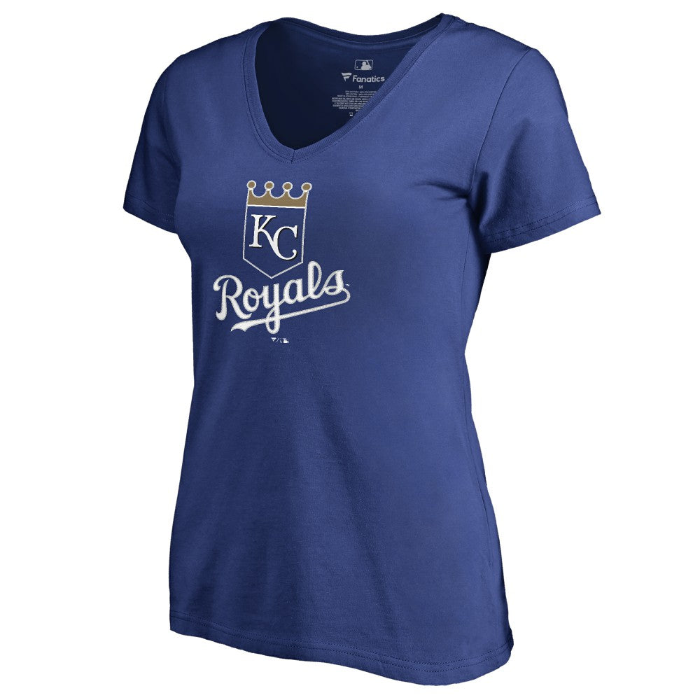 Salvador Perez Kansas City Royals Women's Backer V-Neck T-Shirt - Royal - MLB Discount