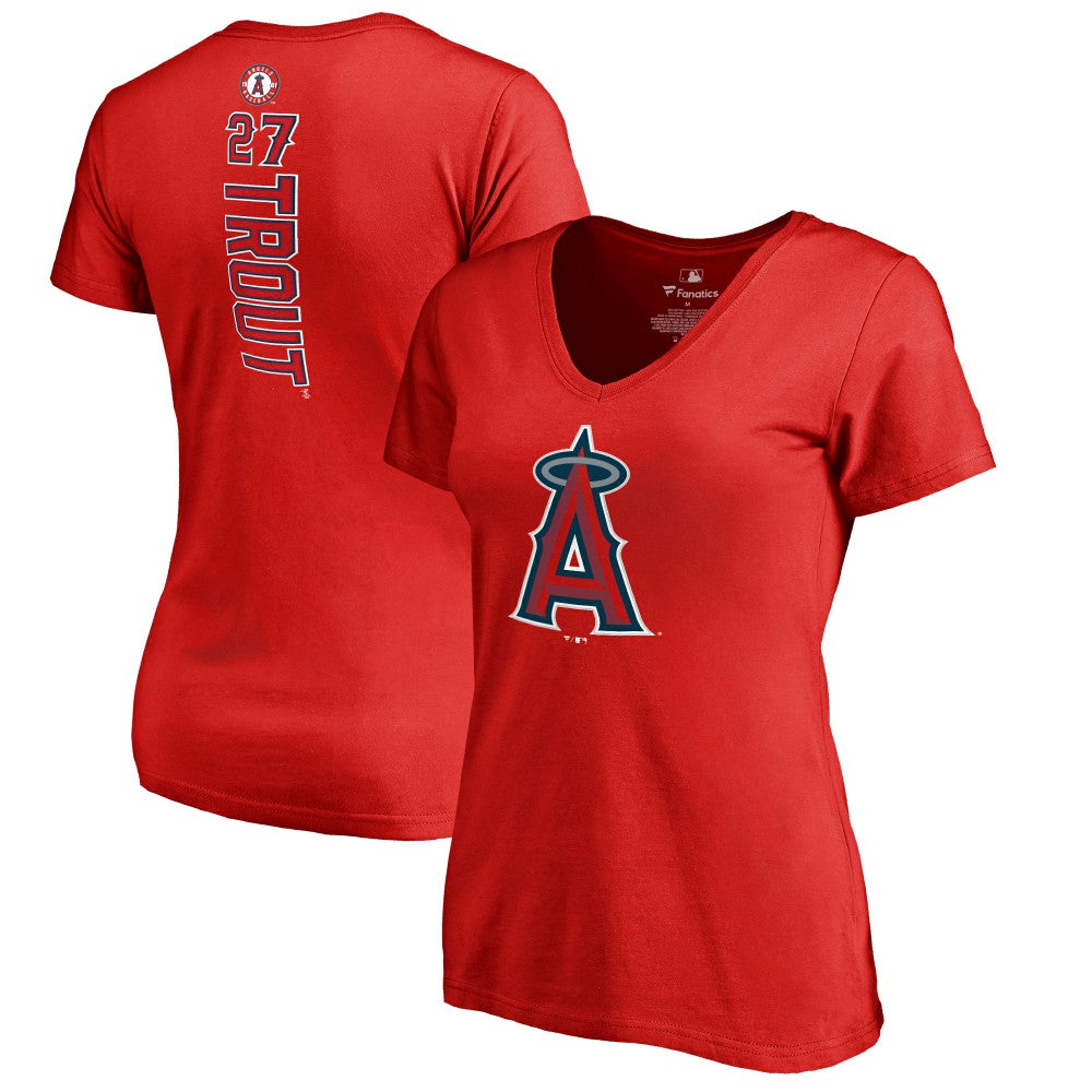Mike Trout Los Angeles Angels Women's Backer V-Neck T-Shirt - Red - MLB Online