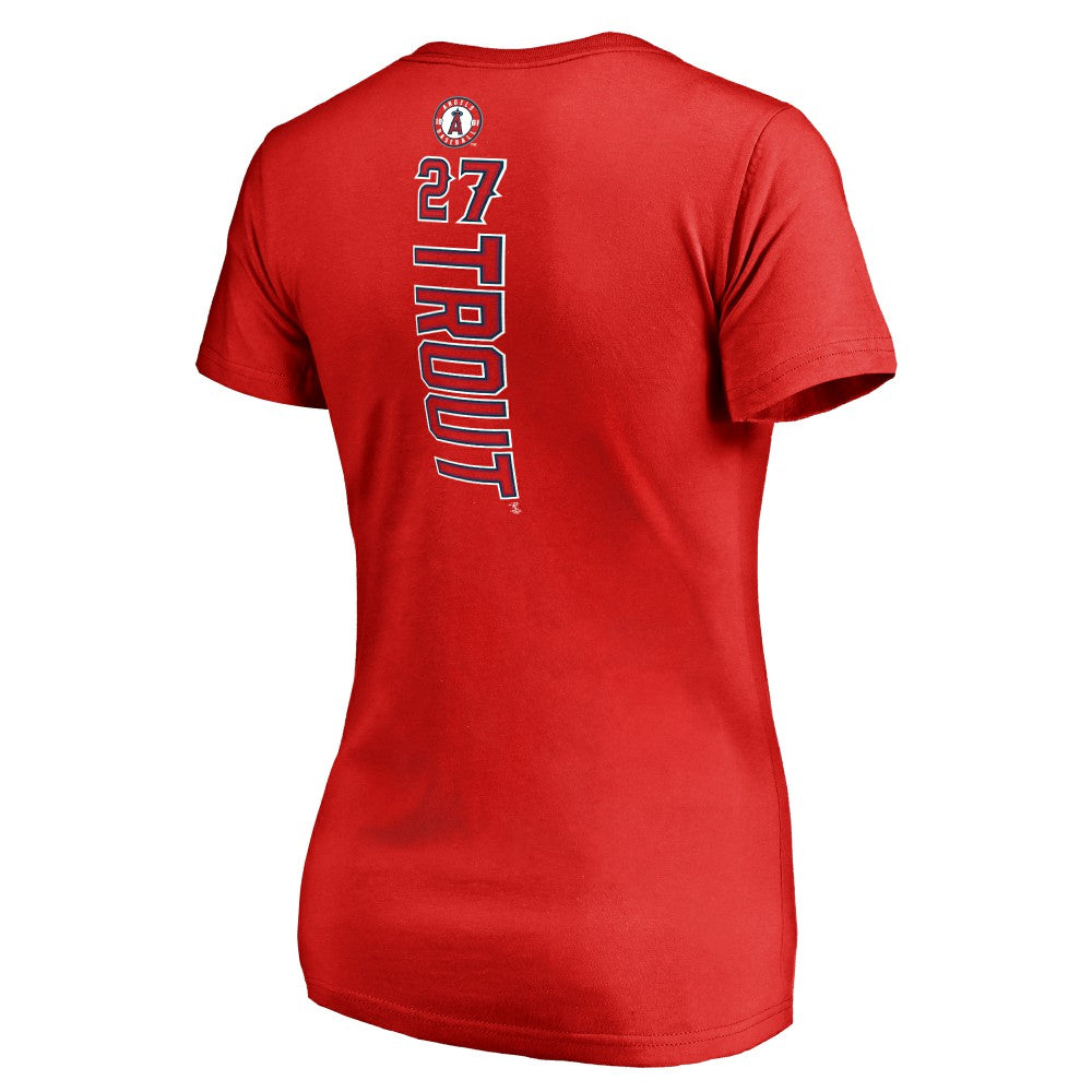 Mike Trout Los Angeles Angels Women's Backer V-Neck T-Shirt - Red - MLB Online