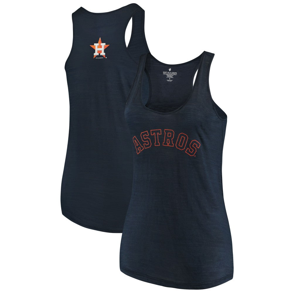 Houston Astros Soft as a Grape Women's Plus Size Swing for the Fences Racerback Tank Top - Navy - MLB on Sale