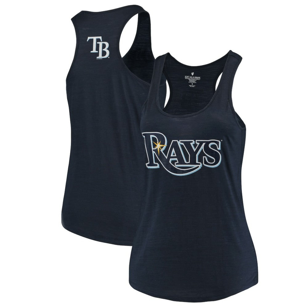 Tampa Bay Rays Soft as a Grape Women's Plus Size Swing for the Fences Racerback Tank Top - Navy - MLB on Sale
