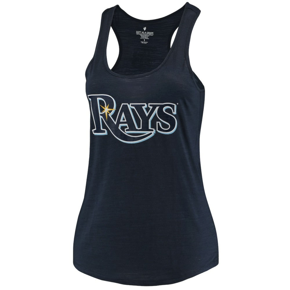 Tampa Bay Rays Soft as a Grape Women's Plus Size Swing for the Fences Racerback Tank Top - Navy - MLB on Sale