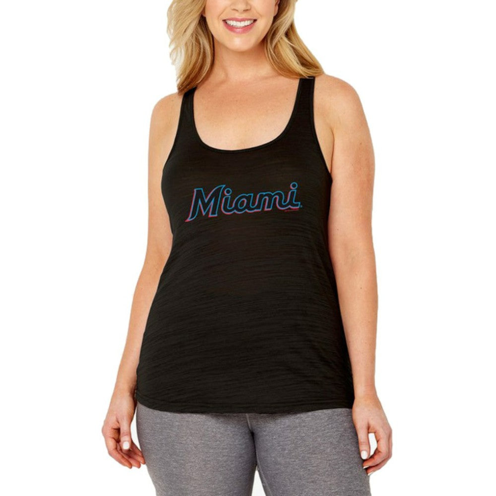 Miami Marlins Soft as a Grape Women's Plus Size Swing for the Fences Racerback Tank Top - Black - MLB Discount