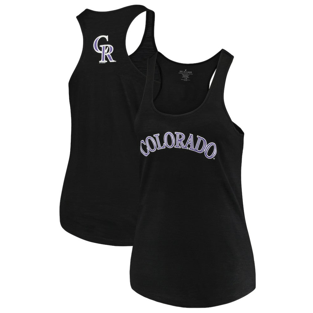 Colorado Rockies Soft as a Grape Women's Plus Size Swing for the Fences Racerback Tank Top - Black - MLB Sale