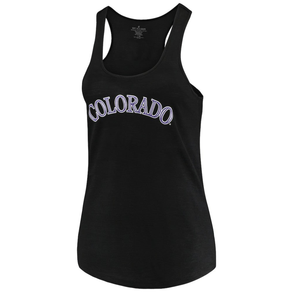 Colorado Rockies Soft as a Grape Women's Plus Size Swing for the Fences Racerback Tank Top - Black - MLB Sale