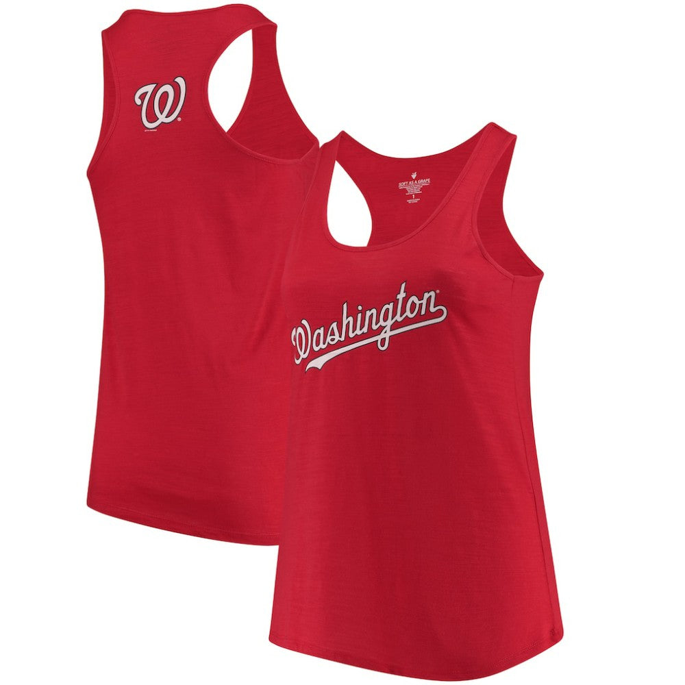Washington Nationals Soft as a Grape Women's Plus Size Swing for the Fences Racerback Tank Top - Red - MLB Lifestyle