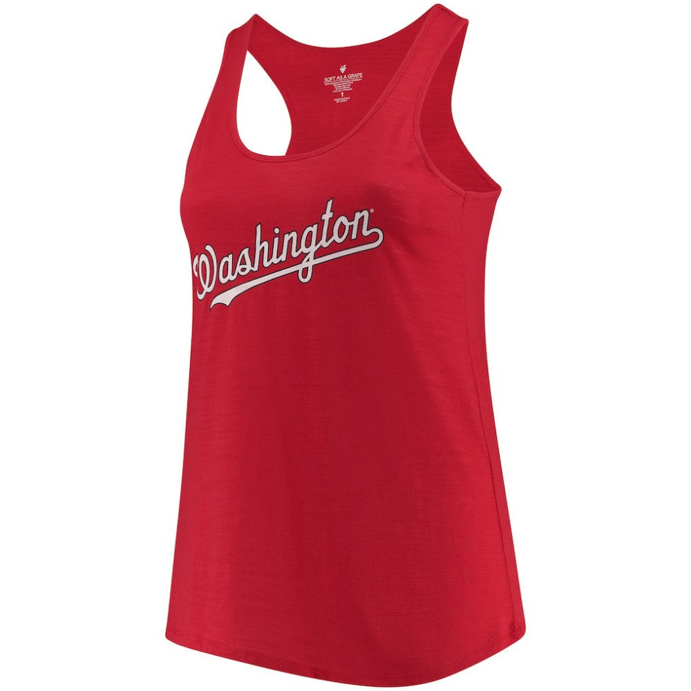 Washington Nationals Soft as a Grape Women's Plus Size Swing for the Fences Racerback Tank Top - Red - MLB Lifestyle