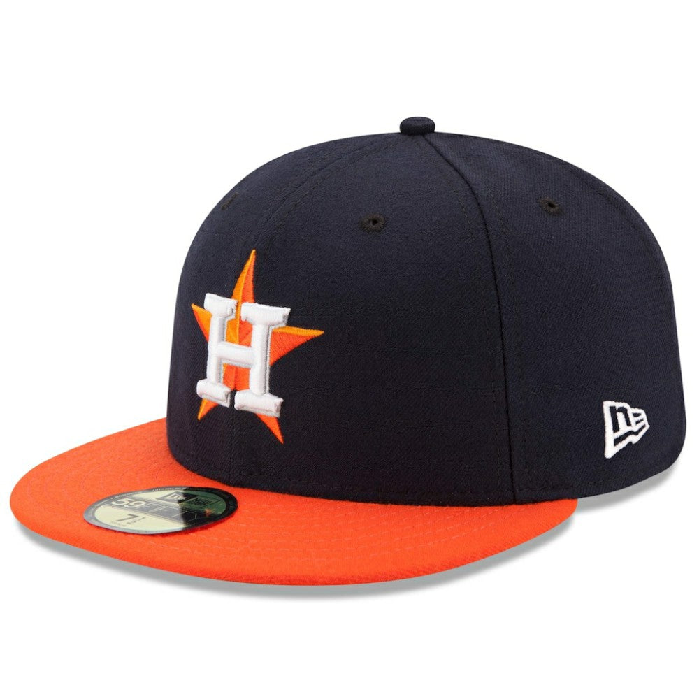 Houston Astros New Era Road Authentic Collection On Field 59FIFTY Performance Fitted Hat - Navy/Orange - New Era Sale