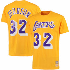 Magic Johnson Los Angeles Lakers Hardwood Classics Retro Name & Number T-Shirt Gold | Mitchell & Ness online