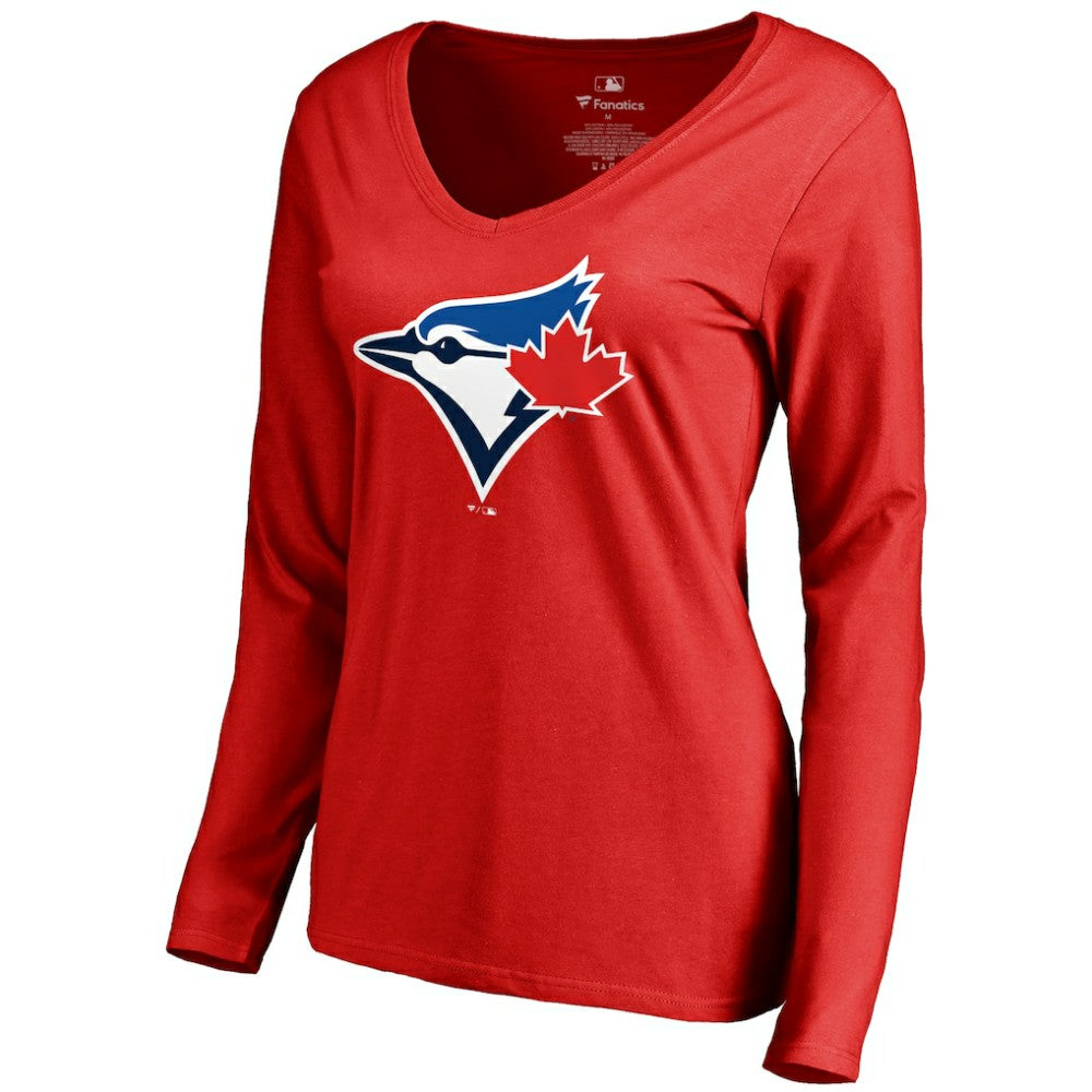Toronto Blue Jays Women's Logo Long Sleeve T-Shirt - Red - MLB Sale