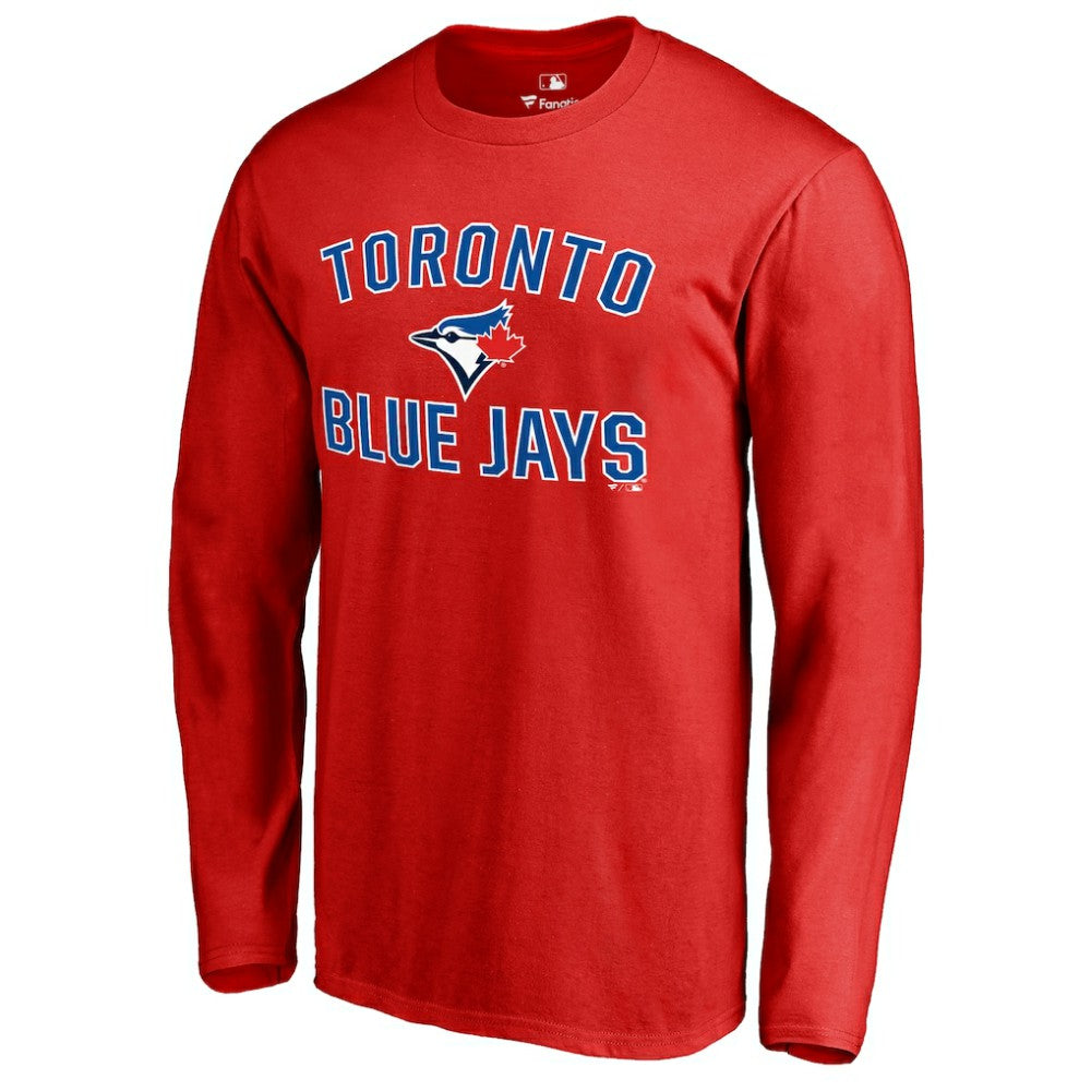 Toronto Blue Jays Wordmark Long Sleeve T-Shirt - Red - MLB Sale