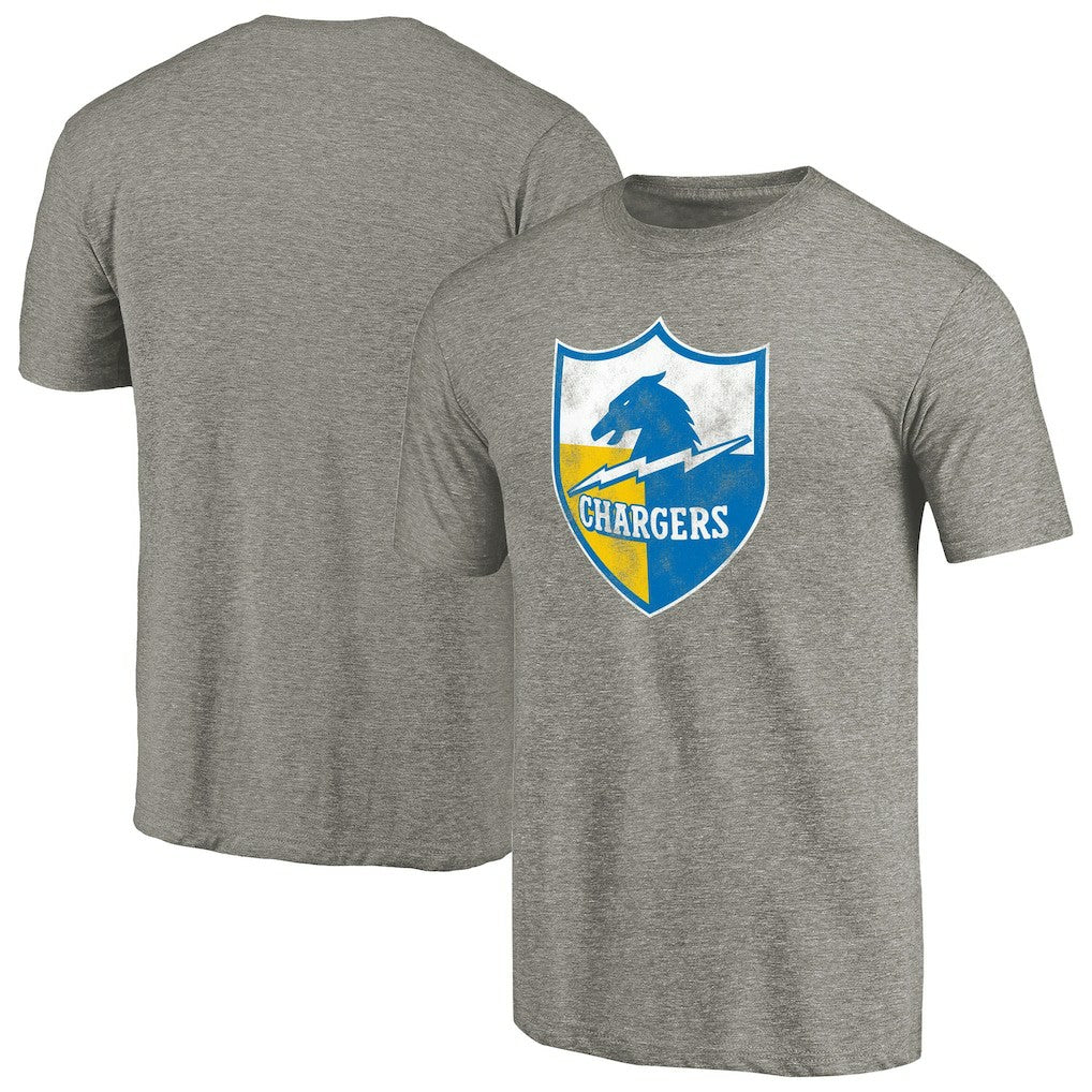 Los Angeles Chargers Throwback Logo Tri-Blend T-Shirt Ash
