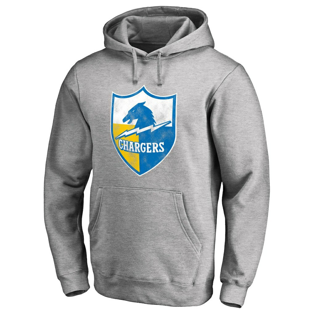 Los Angeles Chargers Throwback Logo Pullover Hoodie Heather Gray
