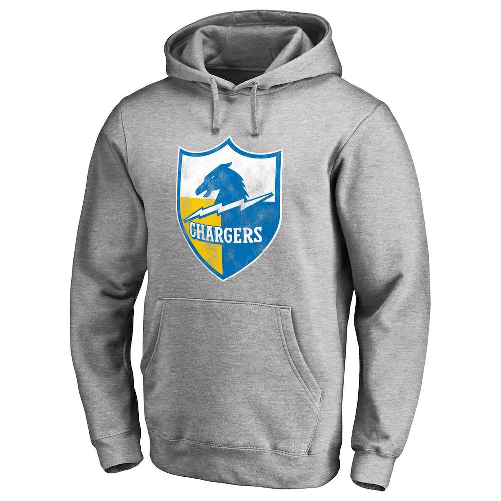 Los Angeles Chargers Throwback Logo Pullover Hoodie Heather Gray