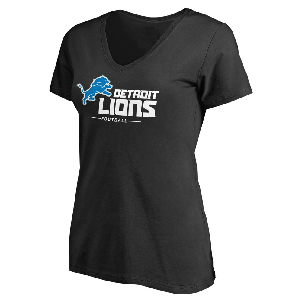 Detroit Lions Women's Team Lockup V-Neck T-Shirt Black