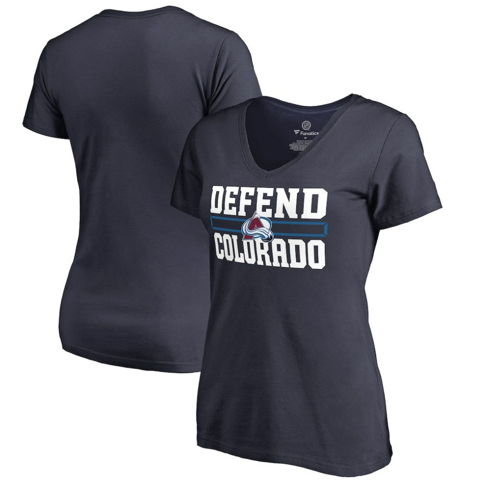 Colorado Avalanche Women's Hometown Collection Defend V-Neck T-Shirt - Navy - NHL 2716612
