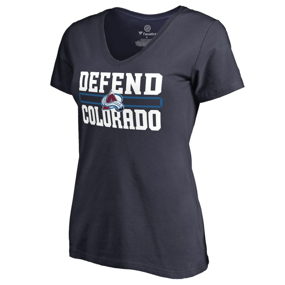 Colorado Avalanche Women's Hometown Collection Defend V-Neck T-Shirt - Navy - NHL 2716612