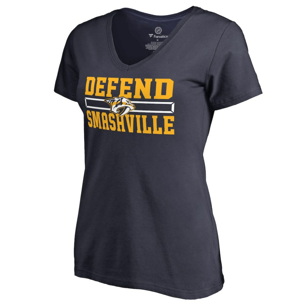 Nashville Predators Women's Hometown Collection Defend V-Neck T-Shirt - Navy - NHL 2716618