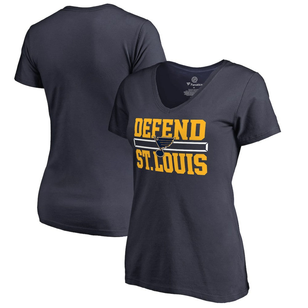 St. Louis Blues Women's Hometown Collection Defend V-Neck T-Shirt - Navy - NHL 2716625