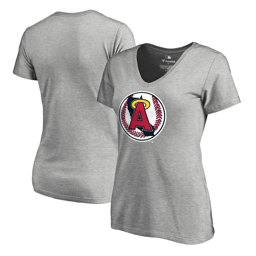 Los Angeles Angels Women's Cooperstown Collection Forbes T-Shirt - Ash - MLB Discount