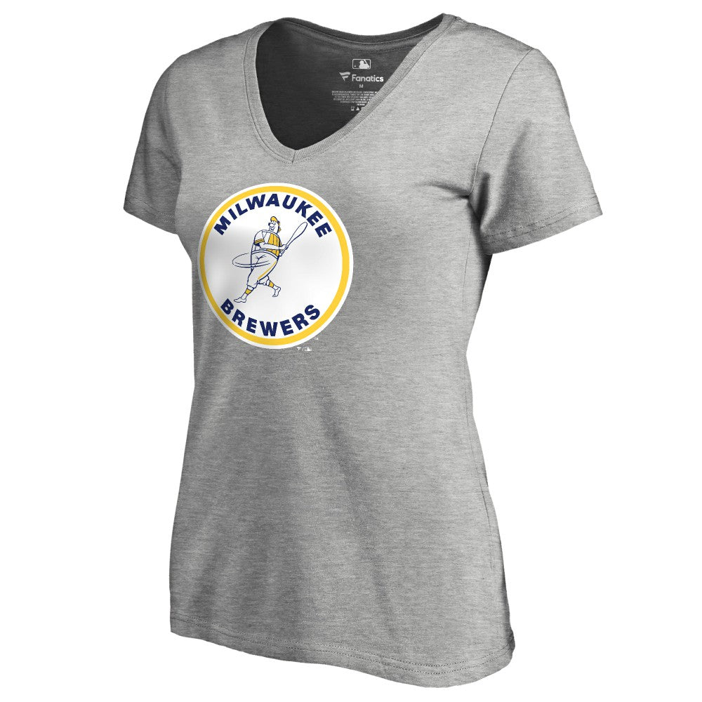 Milwaukee Brewers Women's Cooperstown Collection Forbes T-Shirt - Ash - MLB Lifestyle