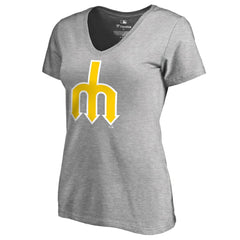 Seattle Mariners Women's Cooperstown Collection Forbes V-Neck T-Shirt - Heather Gray - MLB Sale