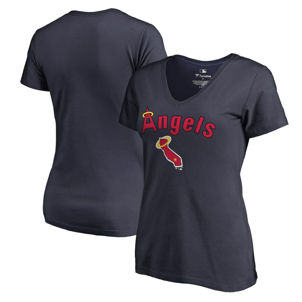 Los Angeles Angels Women's Core Wahconah V-Neck T-Shirt - Navy - MLB Online