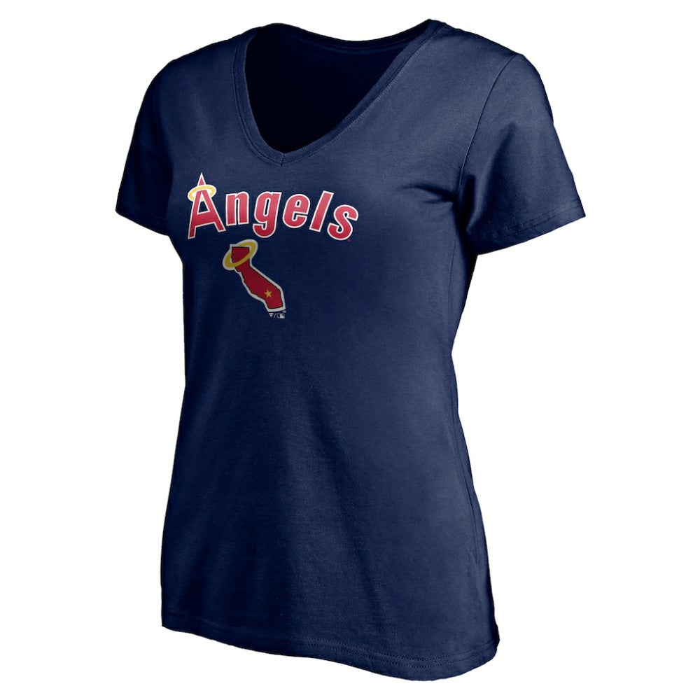 Los Angeles Angels Women's Core Wahconah V-Neck T-Shirt - Navy - MLB Online