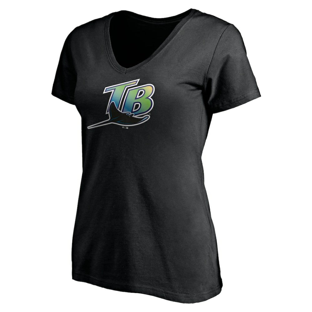 Tampa Bay Rays Women's Core Wahconah V-Neck T-Shirt - Black - MLB Lifestyle