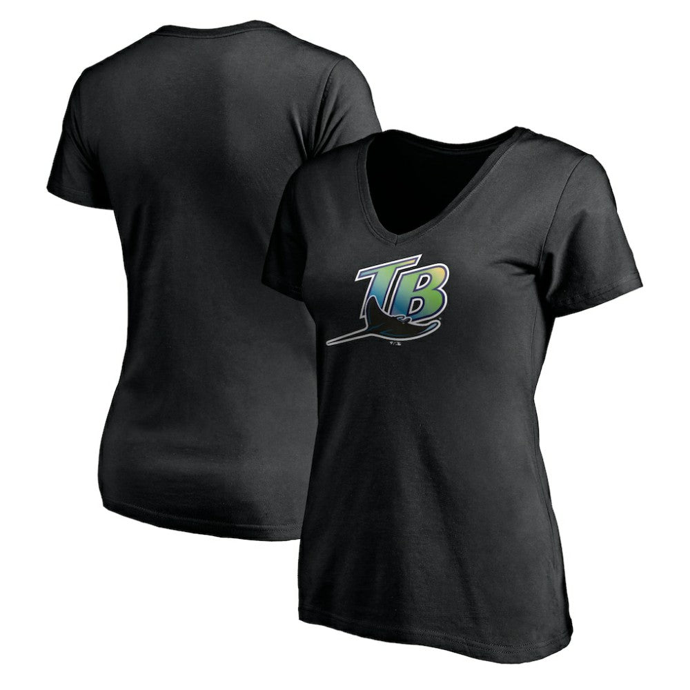 Tampa Bay Rays Women's Core Wahconah V-Neck T-Shirt - Black - MLB Lifestyle