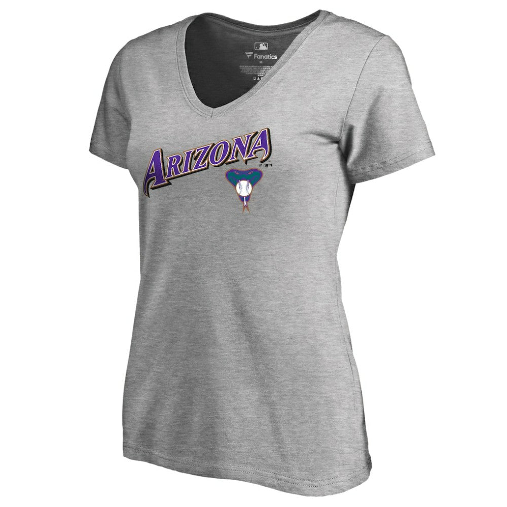 Arizona Diamondbacks Women's Core Wahconah V-Neck T-Shirt - Heather Gray - MLB Discount