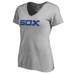 Chicago White Sox Women's Core Wahconah V-Neck T-Shirt - Heather Gray - MLB Discount