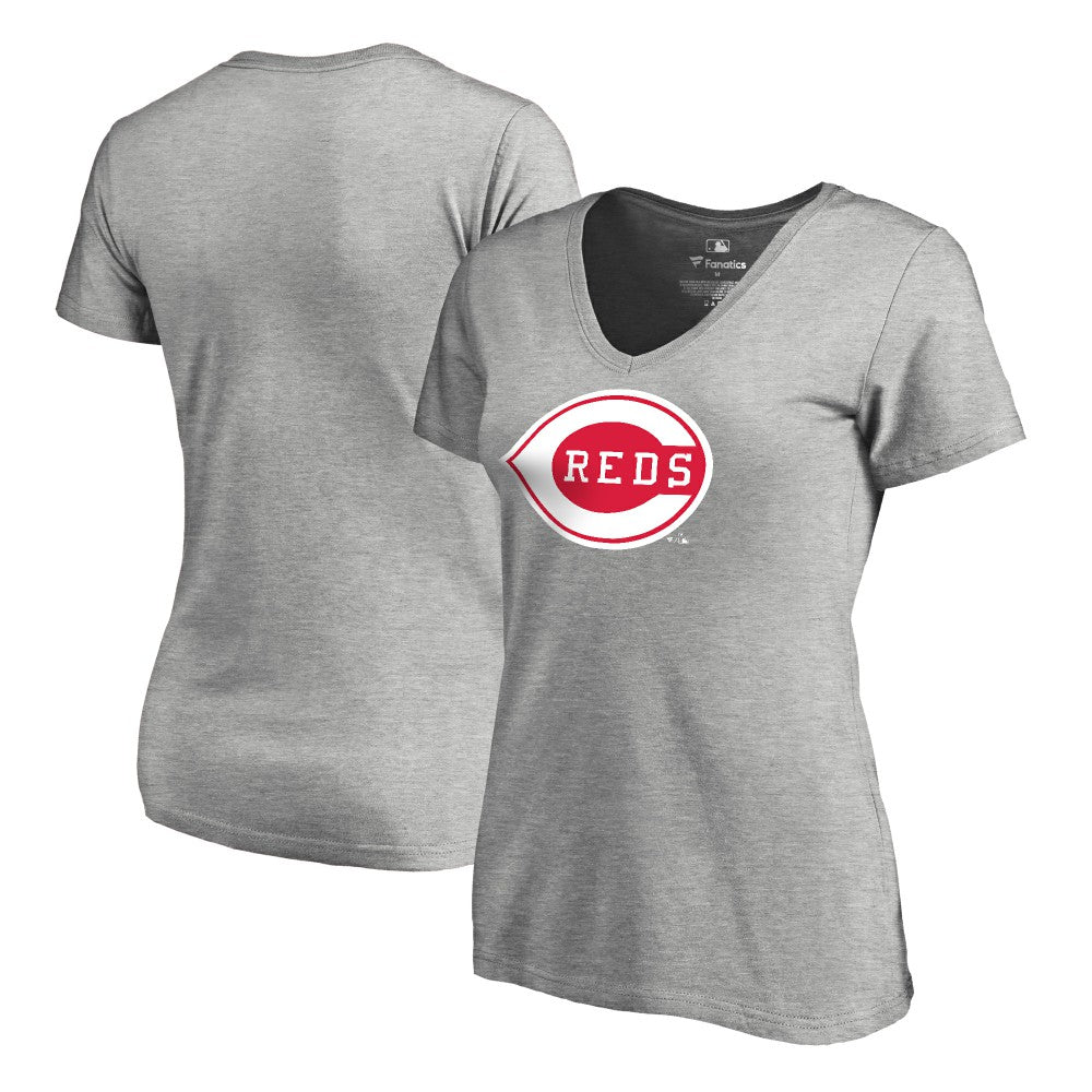 Cincinnati Reds Women's Core Wahconah V-Neck T-Shirt - Heather Gray - MLB Sale