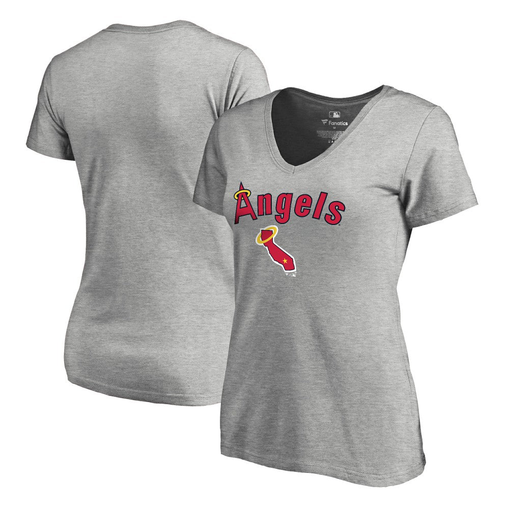 Los Angeles Angels Women's Core Wahconah V-Neck T-Shirt - Heather Gray - MLB Discount