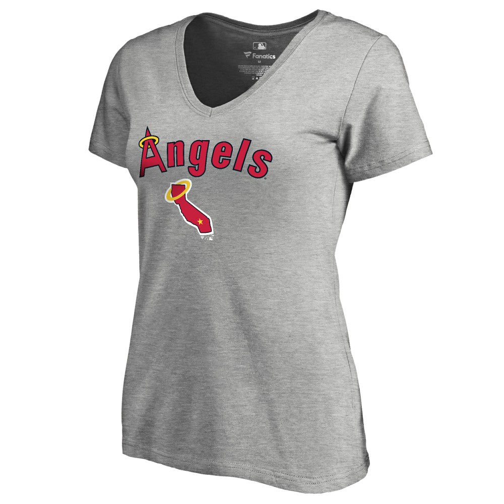 Los Angeles Angels Women's Core Wahconah V-Neck T-Shirt - Heather Gray - MLB Discount