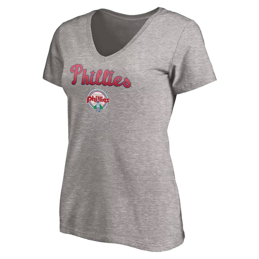 Philadelphia Phillies Women's Core Wahconah V-Neck T-Shirt - Heather Gray - MLB on Sale