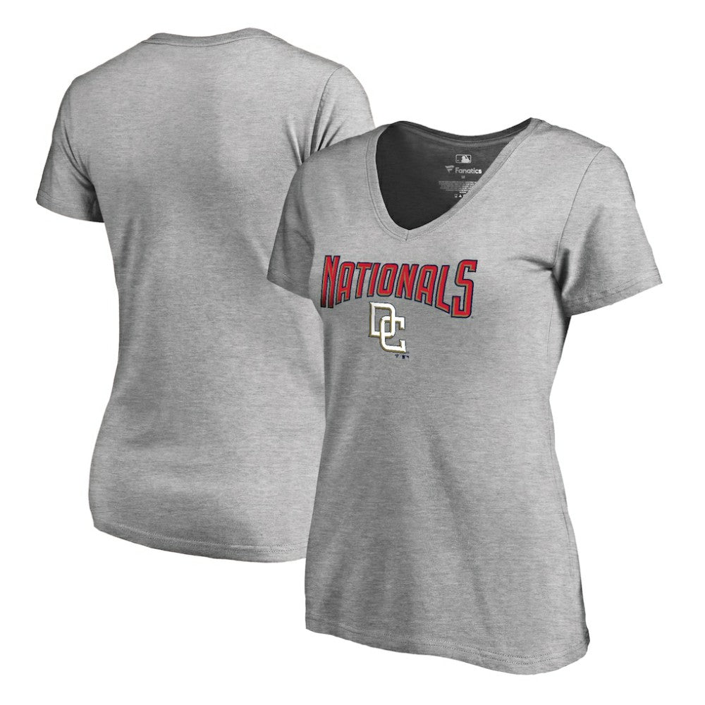 Washington Nationals Women's Core Wahconah V-Neck T-Shirt - Heather Gray - MLB Online