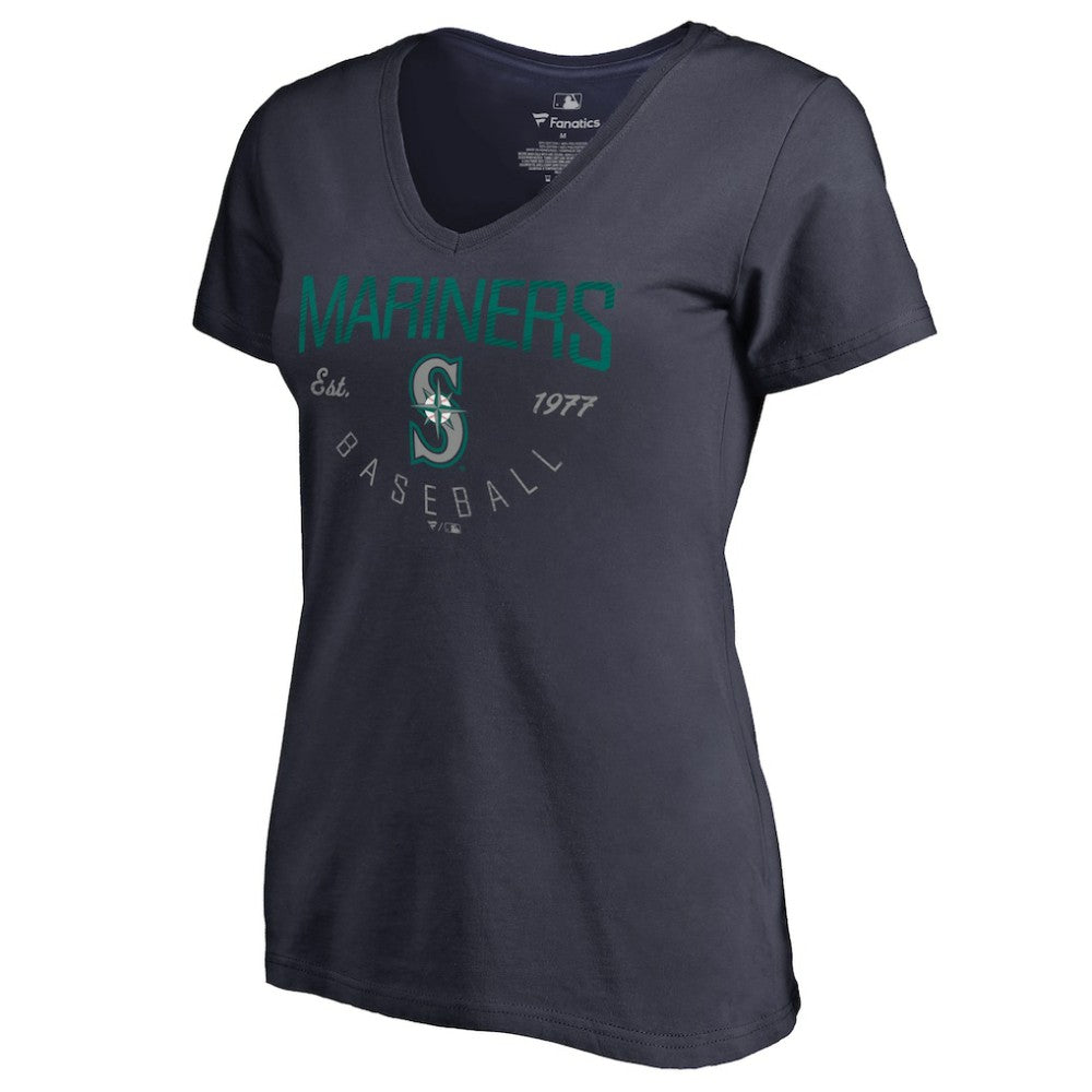 Seattle Mariners Women's Live For It V-Neck T-Shirt - Navy - MLB Lifestyle