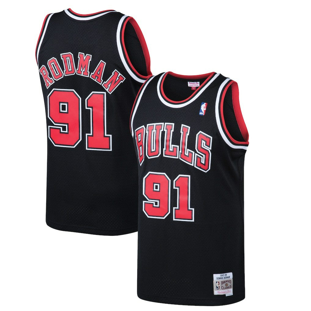 Dennis Rodman Chicago Bulls 1997/98 Hardwood Classics Swingman Jersey for sale Black | Mitchell & Ness Near Me