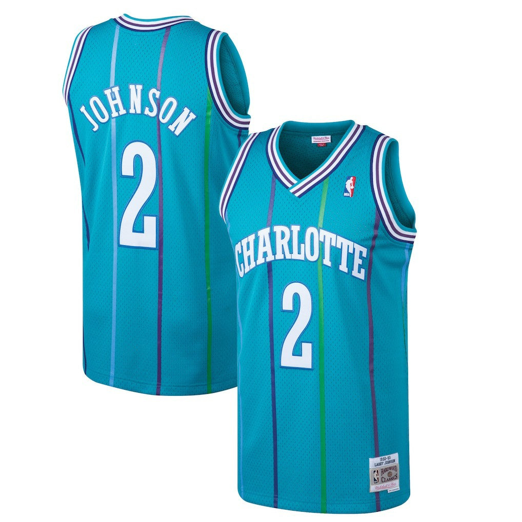 Larry Johnson Charlotte Hornets 1992/93 Hardwood Classics Swingman Jersey Teal | Mitchell & Ness