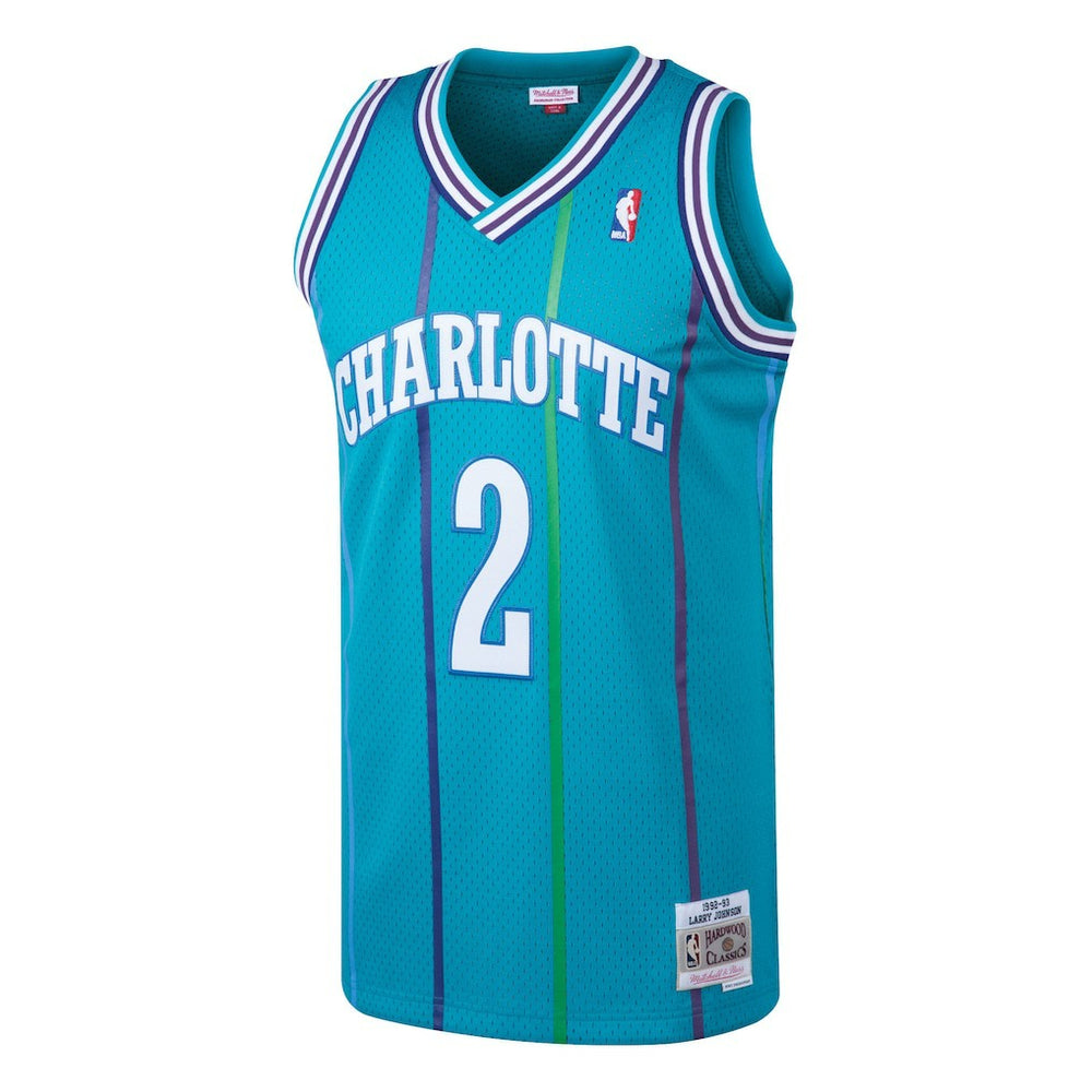 Larry Johnson Charlotte Hornets 1992/93 Hardwood Classics Swingman Jersey Teal | Mitchell & Ness