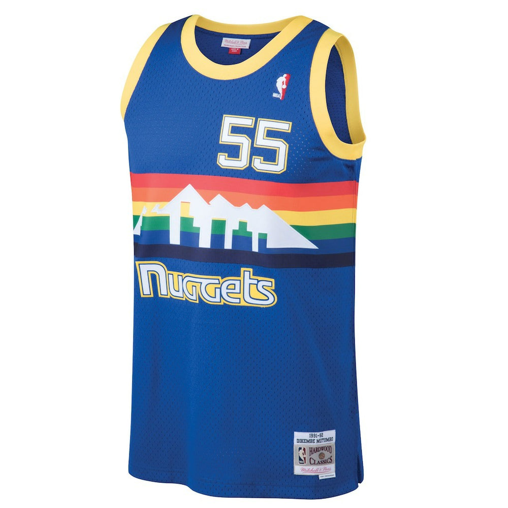 Dikembe Mutombo Denver Nuggets 1991/92 Hardwood Classics Swingman Jersey for sale Blue | Mitchell & Ness online