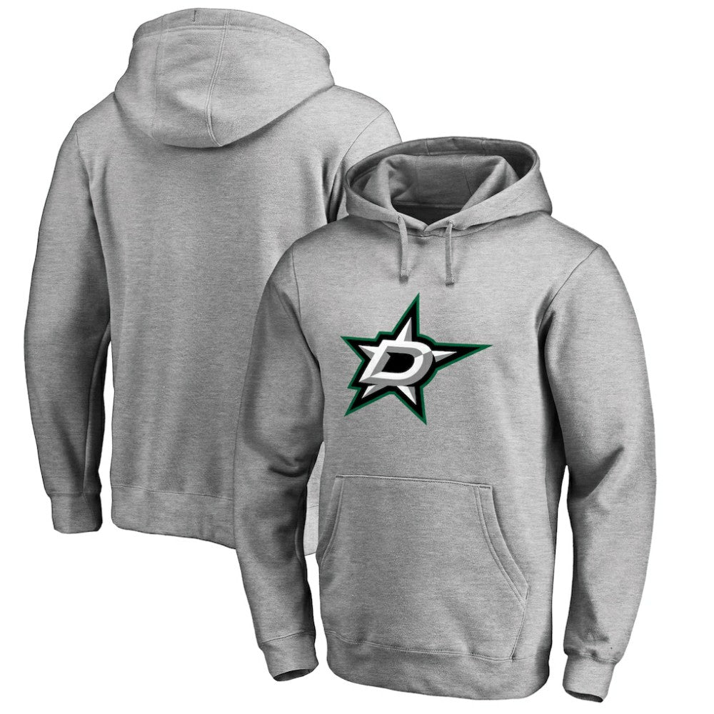 Dallas Stars Primary Team Logo Fleece Fitted Pullover Hoodie - Heather Gray - NHL 2770647
