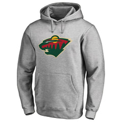 Minnesota Wild Primary Team Logo Fleece Fitted Pullover Hoodie - Heather Gray - NHL 2770649
