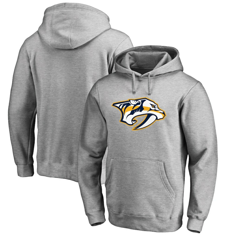 Nashville Predators Primary Team Logo Fleece Fitted Pullover Hoodie - Heather Gray - NHL 2770651