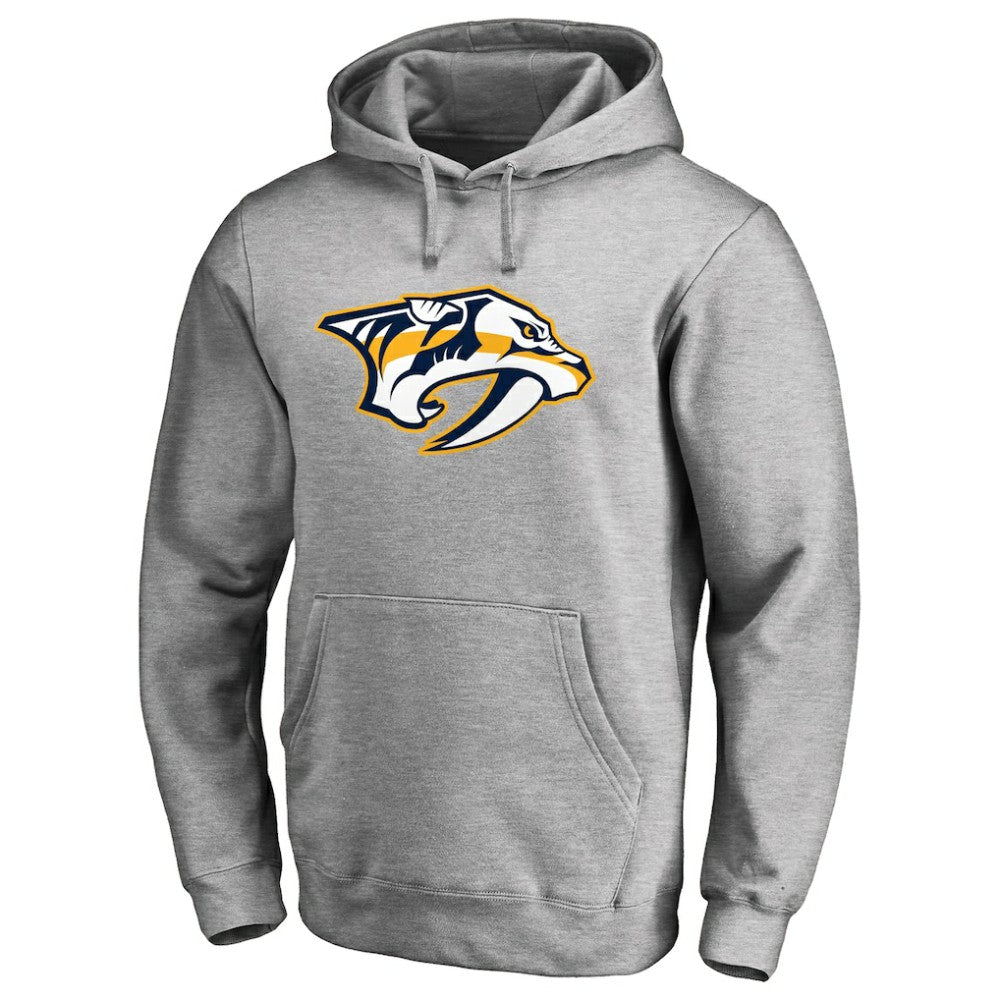Nashville Predators Primary Team Logo Fleece Fitted Pullover Hoodie - Heather Gray - NHL 2770651